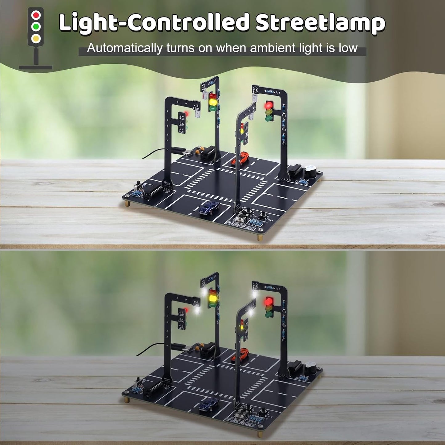 MIOYOOW LED Traffic Light Simulation Soldering Practice Kit, DIY Traffic Signal Light Circuit Board Soldering Kit with Sounds, STEM Educational Electronics Projects for Home and School Learning