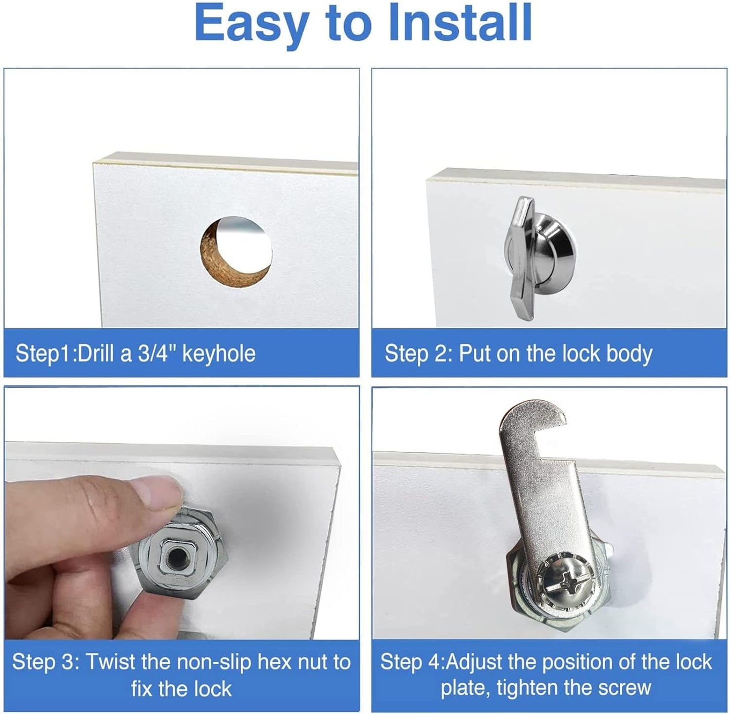 Thumb Operated Offset Cam Lock, 5/8" Cylinder Fits on 3/8" Max Door Thickness, Non-Locking Cam Lock for RV Compartment Storage Door, Cabinets, Drawers (5/8 Inch 3Pack)