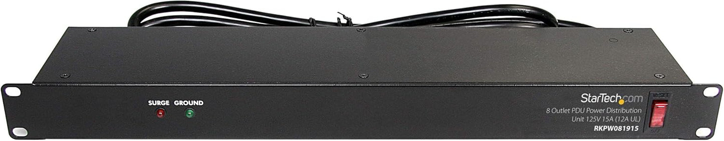 StarTech.com 4U Wall Mount Network Rack - 14 Inch Deep (Low Profile) - 19" Patch Panel Bracket & com 8 Outlet Horizontal 1U Rack Mount PDU Power Strip for Network Server Racks
