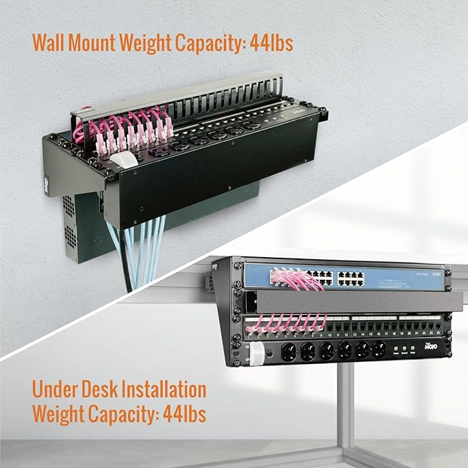 Tecmojo 2U Vertical Wall Mount Rack,Foldable Vertical Rack and Wall Mountable Patch Panel Bracket,Server Rack for 19" Rack Mount Network,Server and Data Equipment