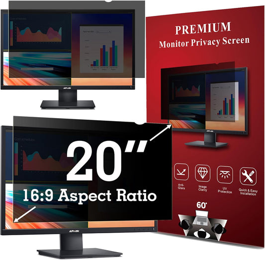 20 Inch Privacy Screen Filter for Widescreen 16:9 Monitor | Privacy Shield | Anti-Glare | Anti-Blue light Protector | Eye Protection | Computer Security Private Filter