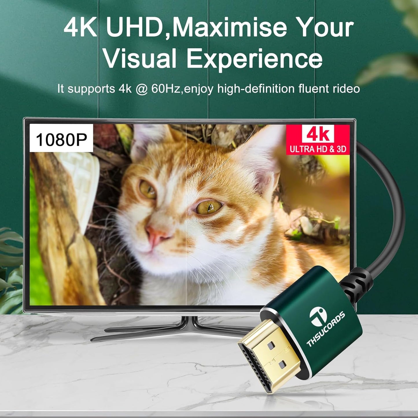 Slim HDMI Cable 30FT, Ultra Soft & Thin HDMI to HDMI Cord, Extreme Flexible & Skinny HDMI Wire Supports High Speed 4K@60Hz 18gbps 2160p 1080p