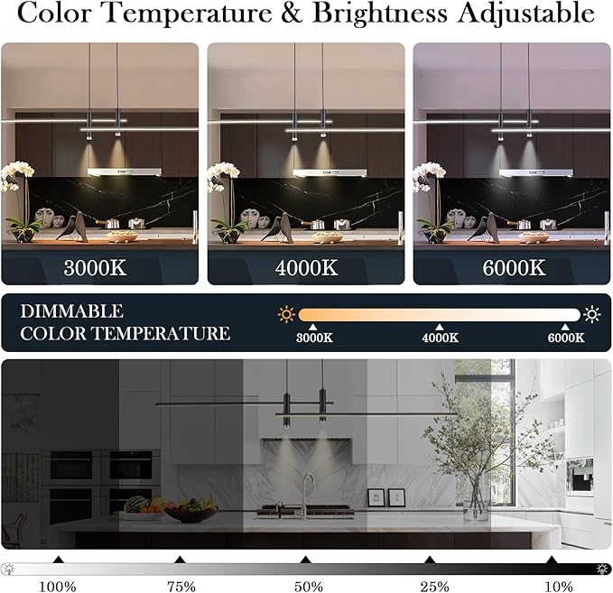Modern LED Chandelier 59.1 Black Kitchen Island Pendant Light Fixtures Linear Pendant Lighting with Remote Dining Rooms Living Room Dimmable 3000K-6000K