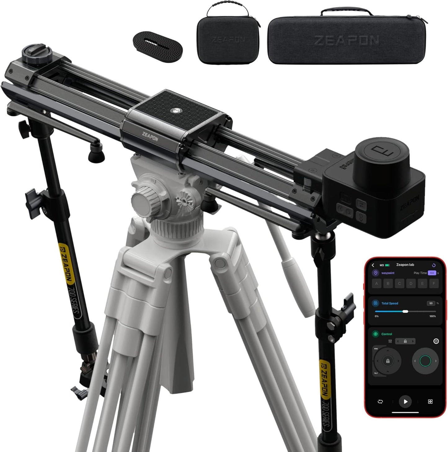 Zeapon Micro 3 E700 Double Distance Motorized Camera Slider, 30''/77cm Travel Distance, Compact Slider with carrying case, Motor Quick Switching, 10-26Lbs Payload and Adjustable Sliding Damping Design