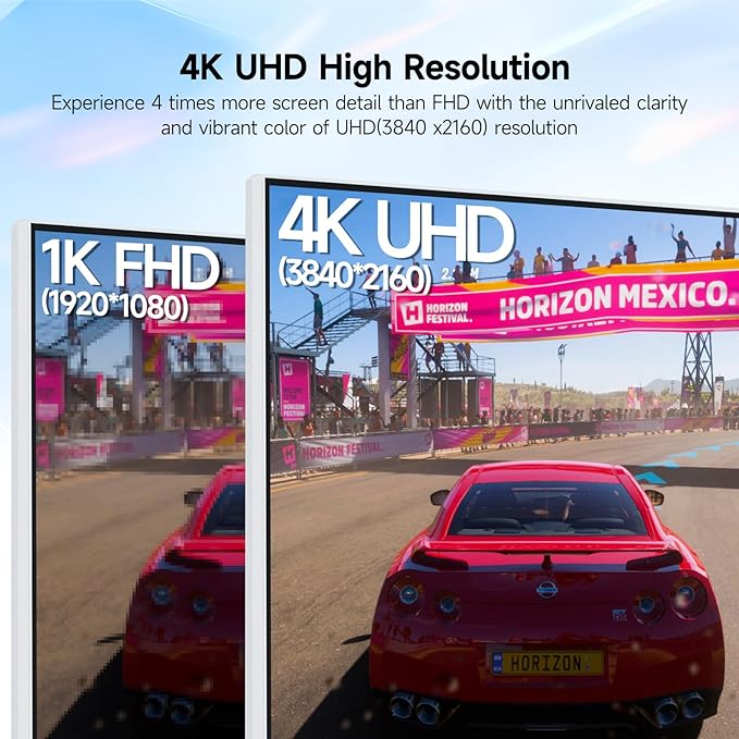 Gawfolk 27 Inch 4K Gaming Monitor 160Hz, White PC Computer Monitors UHD 3840 x 2160p, IPS Screen for Home & Office, Freesync, DP 1.4, HDMI 2.1, Eye Care, Wall Mount Compatible