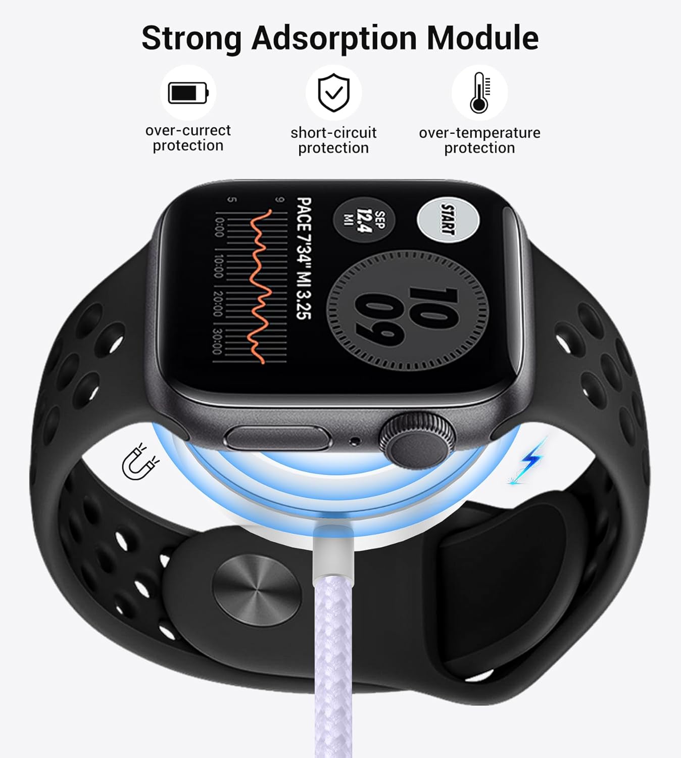 Temdan for Travel Vacation Essentials,3 in 2 USB C Cable for Apple Watch Charger/iPhone 16 Charger/Lightning,Multi Charging Cable Cord,Camping Essentials,Designed for iWatch &iPhone 16-12-5FT Purple