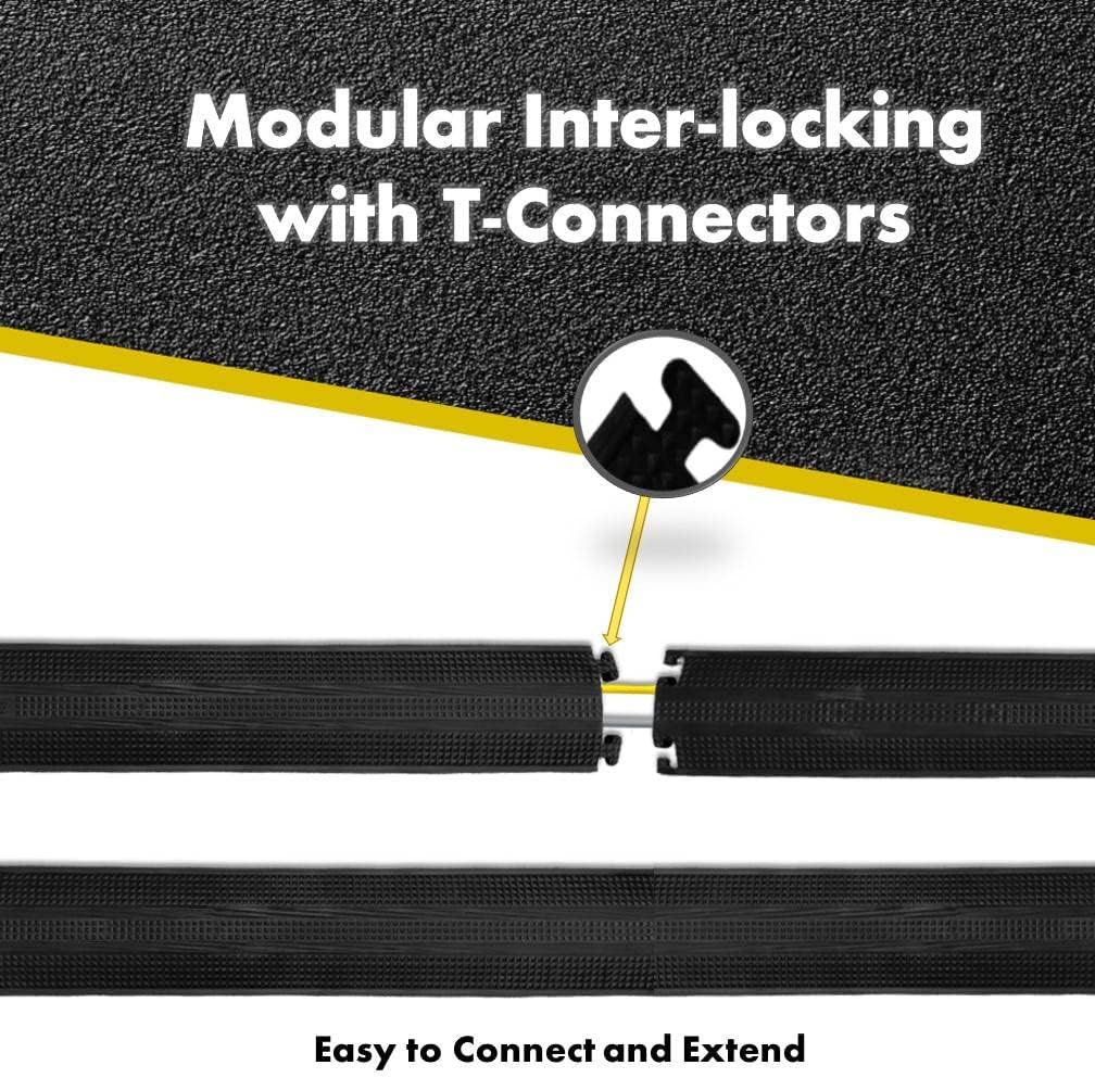 Kable Kontrol Drop Over Floor Cord Cover – 60” Inch Long 1 Channel Cable or Wire Protector – Rubber Ramp for Indoor and Outdoor Use – Black