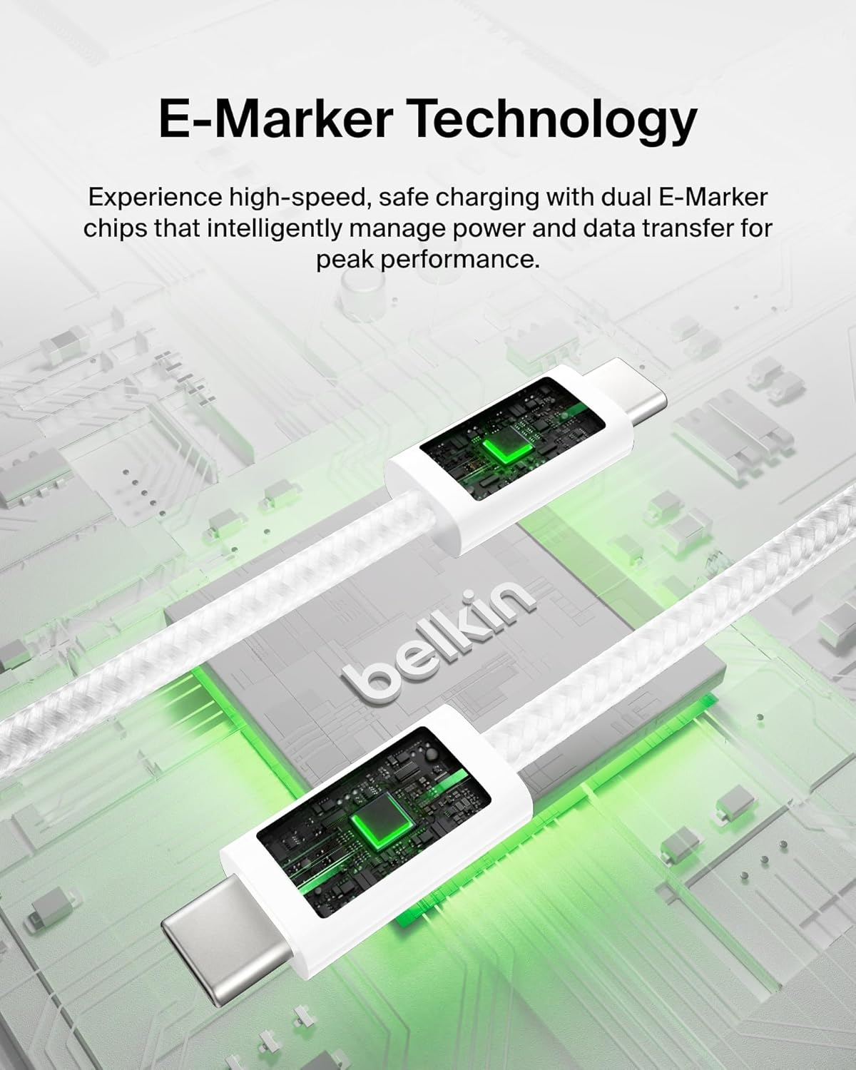 Belkin USB C to USB C Cable 2-Pack, 6.6ft, 240W - Type C Charger, iPhone Charger Cord, Soft, Braided, Flexible for iPhone 17, Galaxy S25, Pixel 10, MacBook, Chromebook, iPad Pro, Switch – White