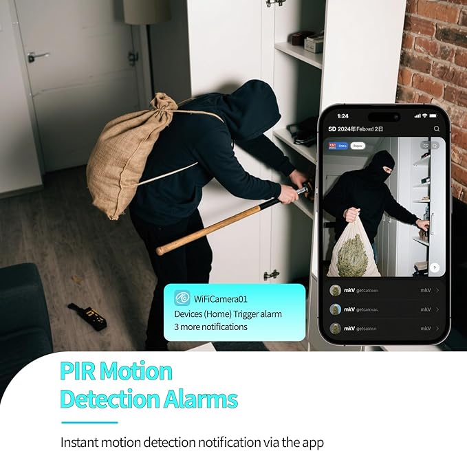 Mini Wireless Camera Home Security cámaras Indoor/Outdoor Cam 1080P HD Small Smart WiFi House Cameras Micro House Nanny Cams Battery-Powered with Motion Detection and Clear Night Vision Baby Monitor