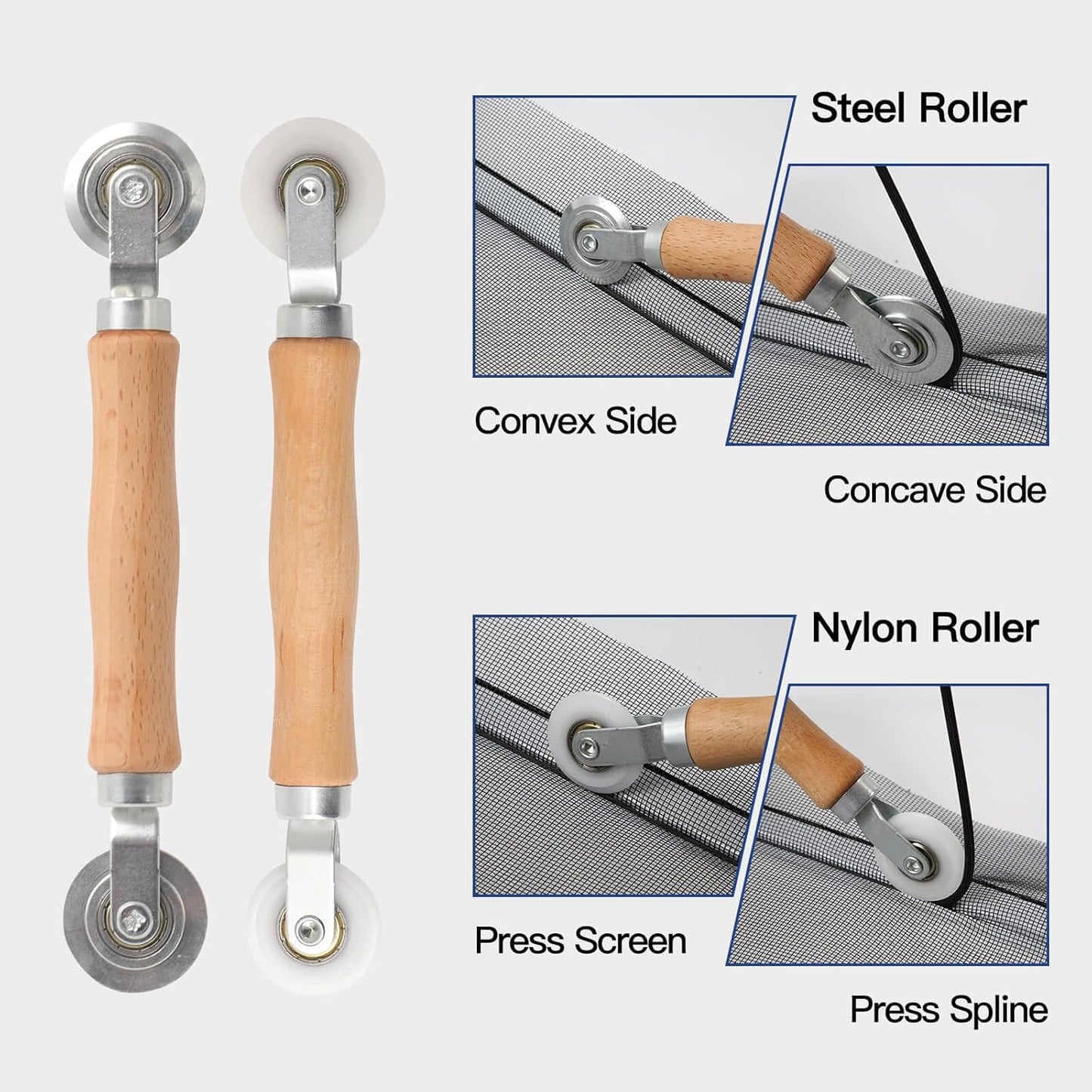 Window Screen Door Repair Kit Include Window Screens Mesh 48"x114" with All Tools in Window Screen Replacement(Screen Rollers, Splines, Hook), Yolovit