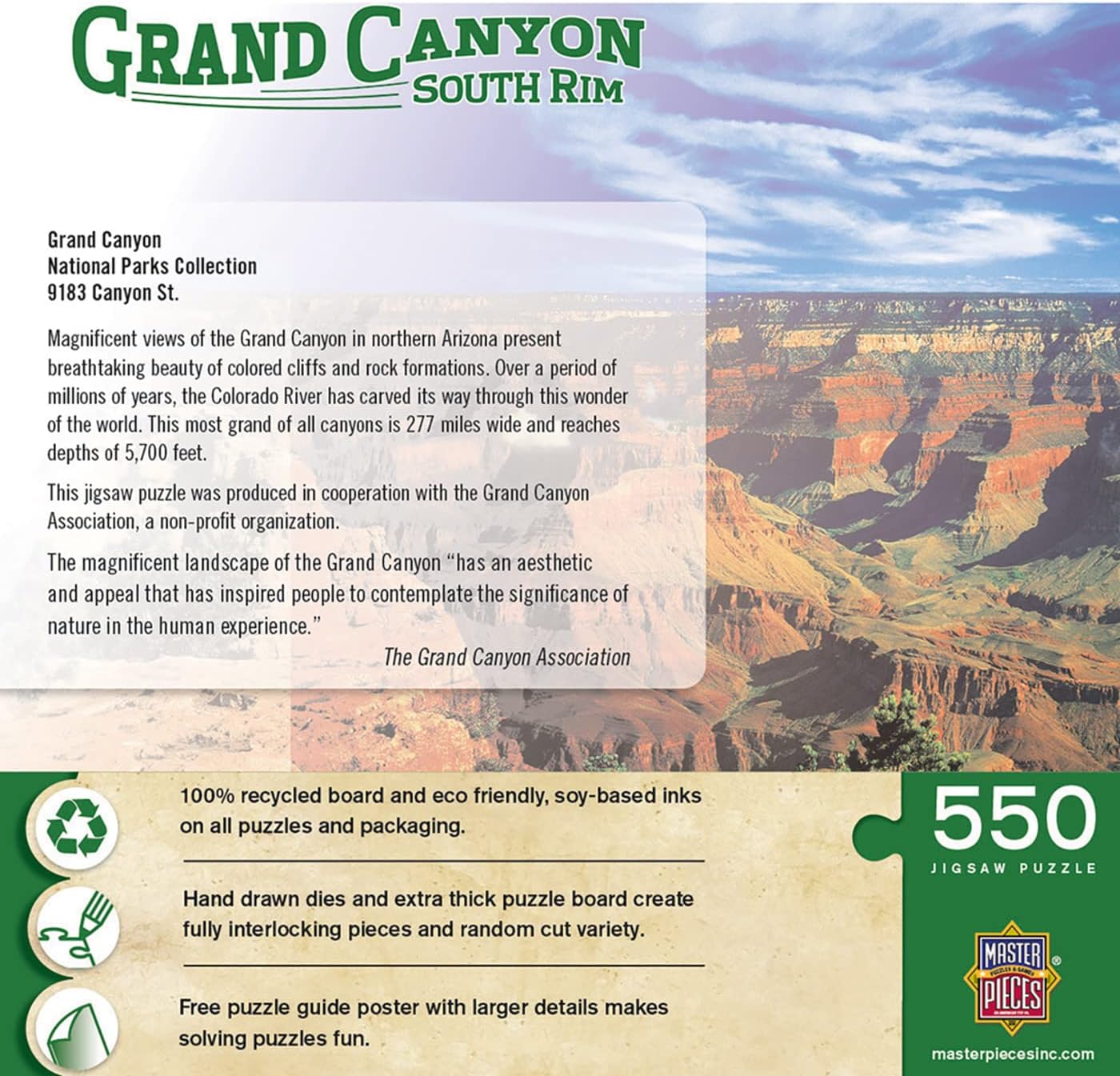 MasterPieces 550 Piece Jigsaw Puzzle For Adults and Family - Grand Canyon South Rim - 18"x24"