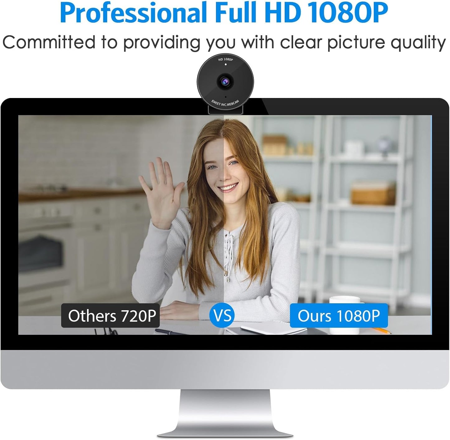 EMEET C950 Webcam for PC, 1080P Webcam with Microphone&Privacy Cover, Auto Light Correction, 70° FOV for Personal Use, Plug&Play Web Cam Protect Data, Perfect for Office Professionals&Remote Workers
