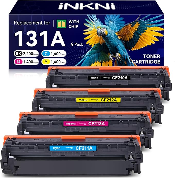 InkNI Compatible 131A Toner Cartridge Replacement for HP 131A 131X Black, Cyan, Magenta, Yellow|Compatible for HP Printers LaserJet Pro 200 Color M251nw,MFP M276nw (Color, 4-Pack)