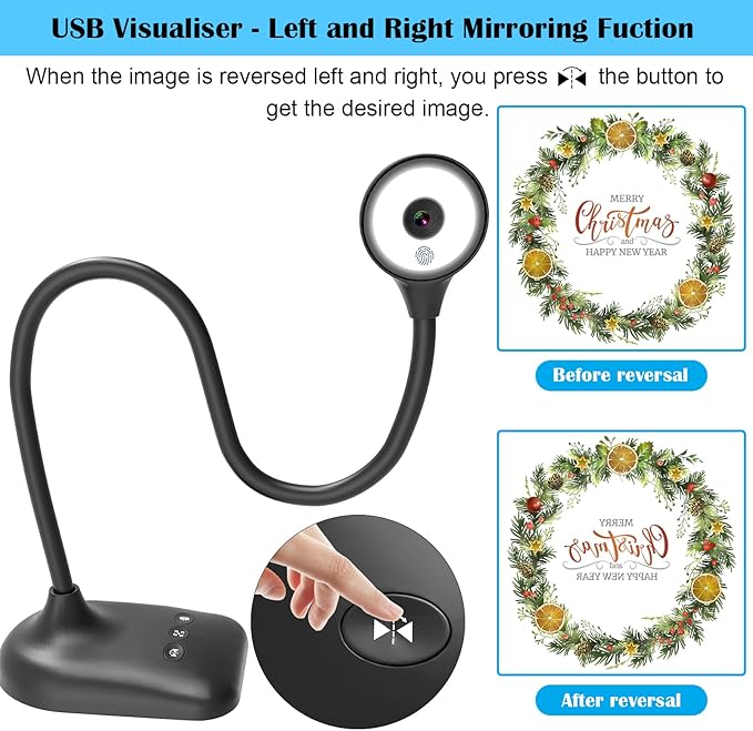 Document Camera for Teachers, Doc Camera, USB Visualizer with LED Light, Auto Focus, Image Invert, Fold, For Mac OS, Windows, Chromebook