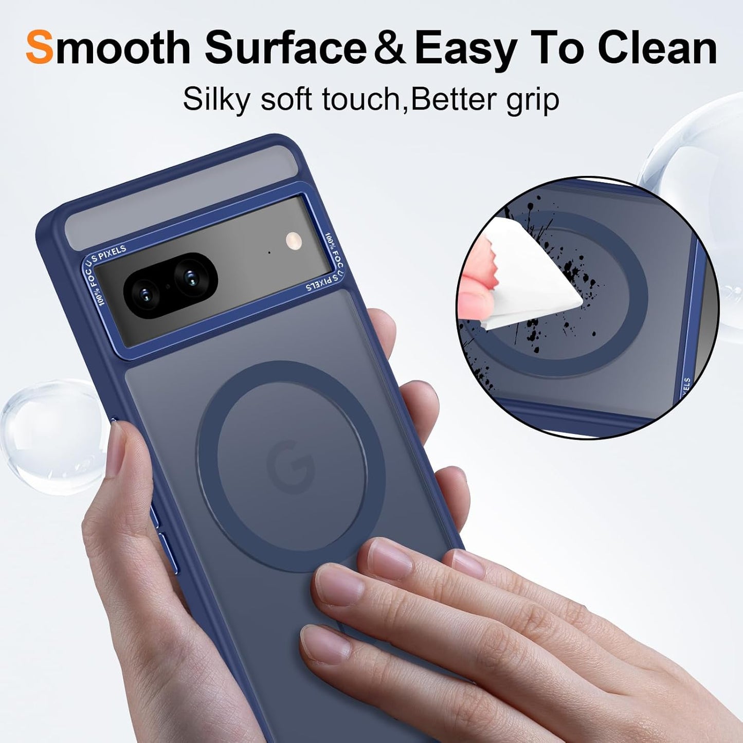 Magnetic for Google Pixel 7 Case, [Military Grade Drop Protection] [Compatible with MagSafe] Shockproof Slim Translucent Matte Anti-Slip for Women Girls Men Case, Dark Blue