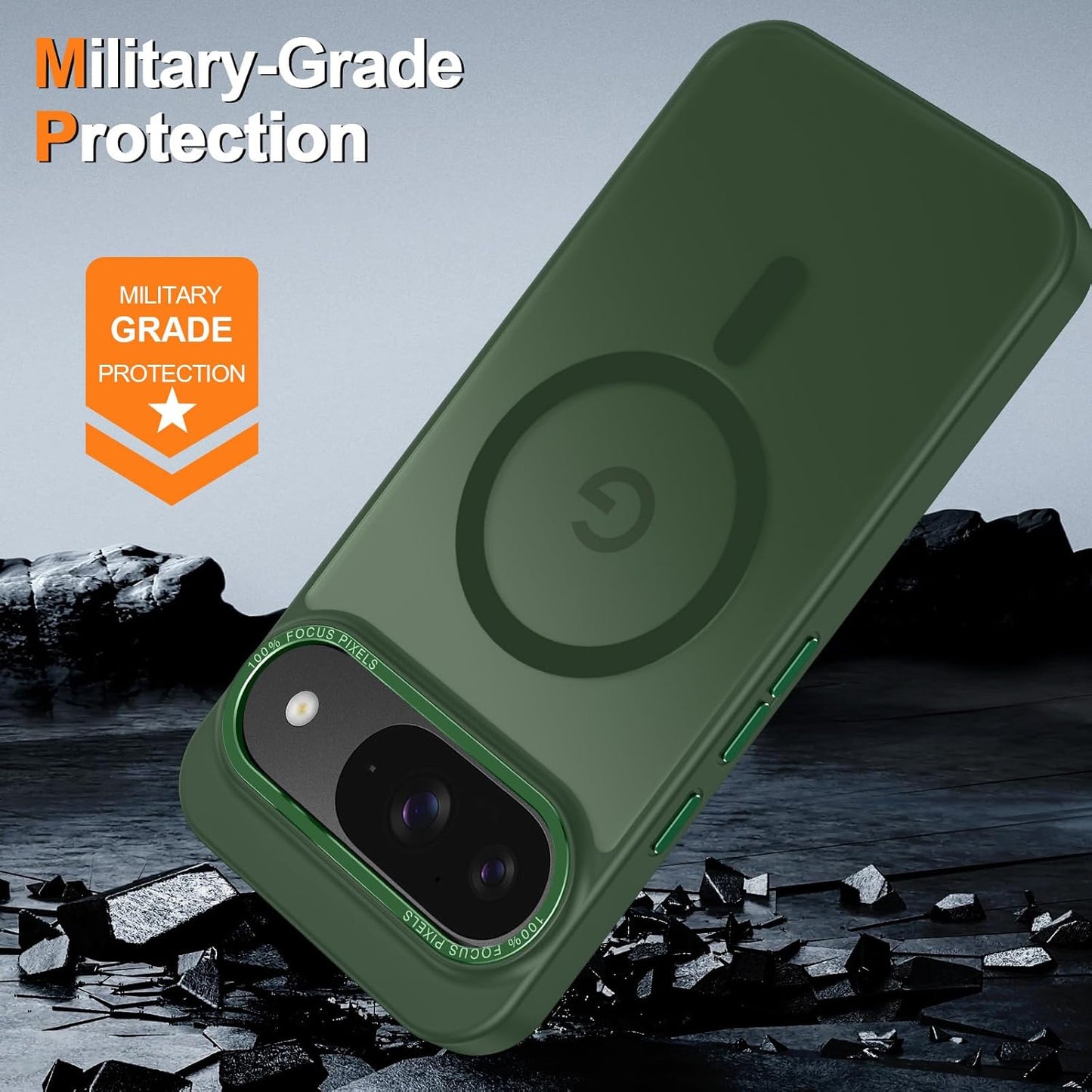 Magnetic for Google Pixel 10/Pixel 10 Pro Case, [Military Grade Drop Protection] [Compatible with MagSafe] Shockproof Slim Translucent Matte Anti-Slip for Women Girls Men Case, Forest Green