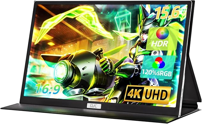 FMC 15.6 Inch 4K Portable Gaming Monitor with Touch, Brightness 100% sRGB 3840x2160 UHD Display with Powered 30W USB C, Mini HDMI, Built-in Speaker