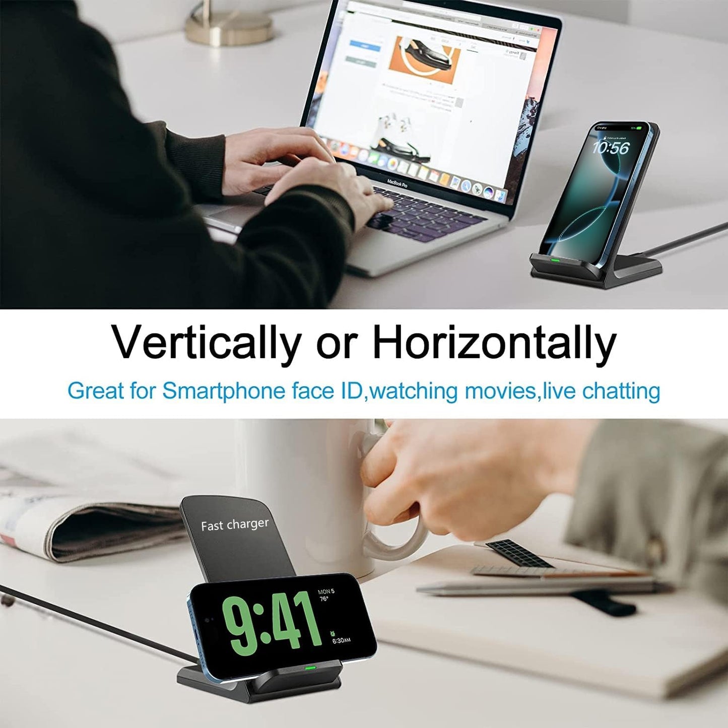 20W Fast Wireless Charger,Wireless Charging Stand Compatible with iPhone 16 Pro,15 Pro,15,14,13,12,11 Series/X/XS,Phone Charger for Galaxy S25/S24/S23/S22/Note 20,Pixel 8/7 Pro/LG G8 etc