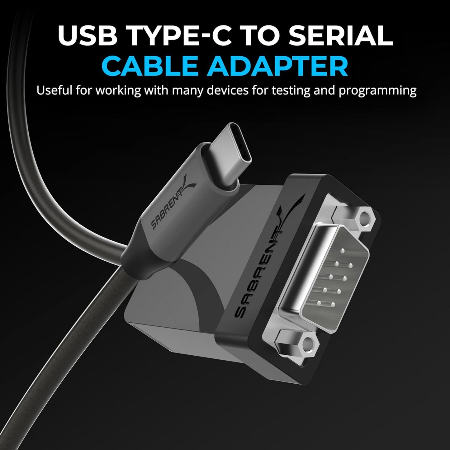 SABRENT USB-C to DB9 Serial RS-232 Adapter Cable 3FT, Prolific PL2303GS Chipset, USB 2.0, 1bps-12Mbps Baud Rate, for POS Terminals, Modems, GPS, Industrial Devices (CB-D9C3)