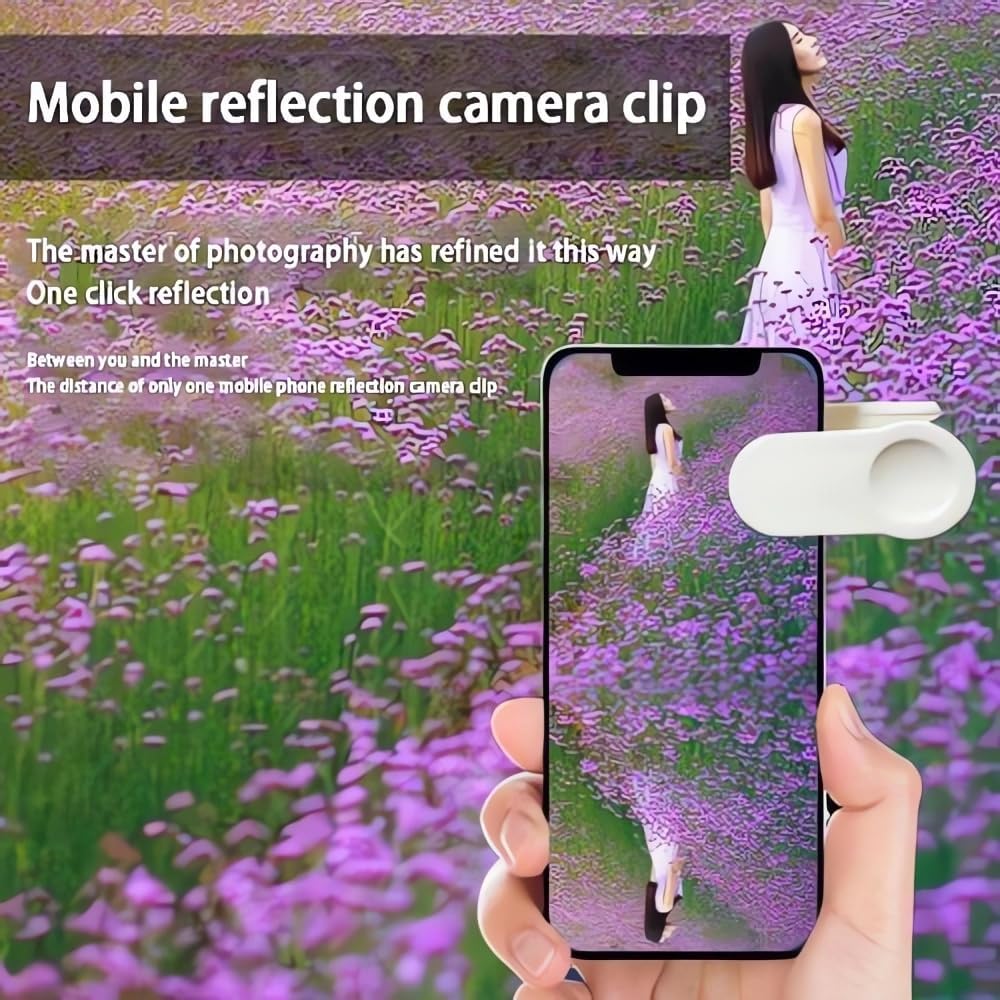 2024 Smartphone Camera Mirror Reflection Clip Kit - New Version: Adjustable Selfie Reflector, Mobile Phone Reflection Clip for All Phones (White+Black)