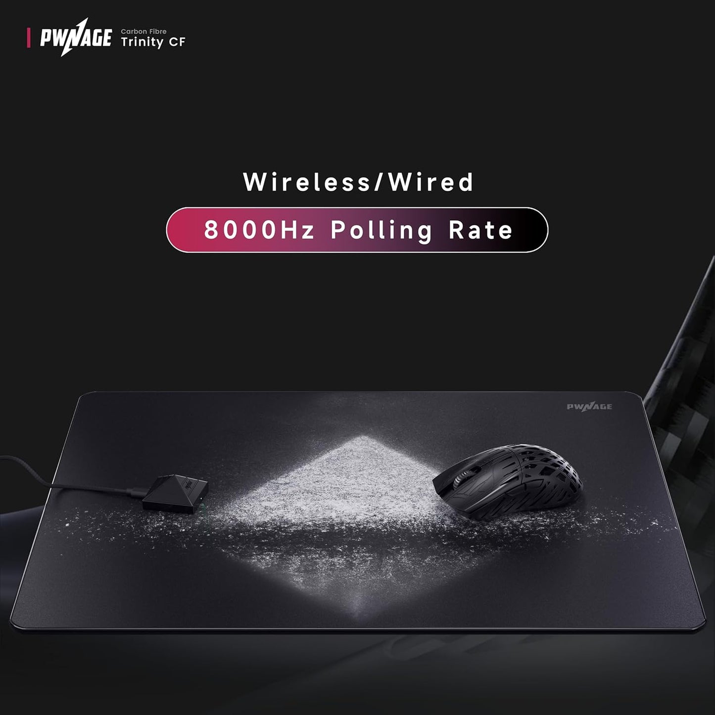 PWNAGE Trinity Wireless Gaming Mouse 8kHz - 39 Grams Ultralight Esports Pro Gamer Flawless Professional Custom Xero PAW3950 Optical Sensor 36,000 DPI - 8000Hz -100% PTFE Skates Symm 2 - Black