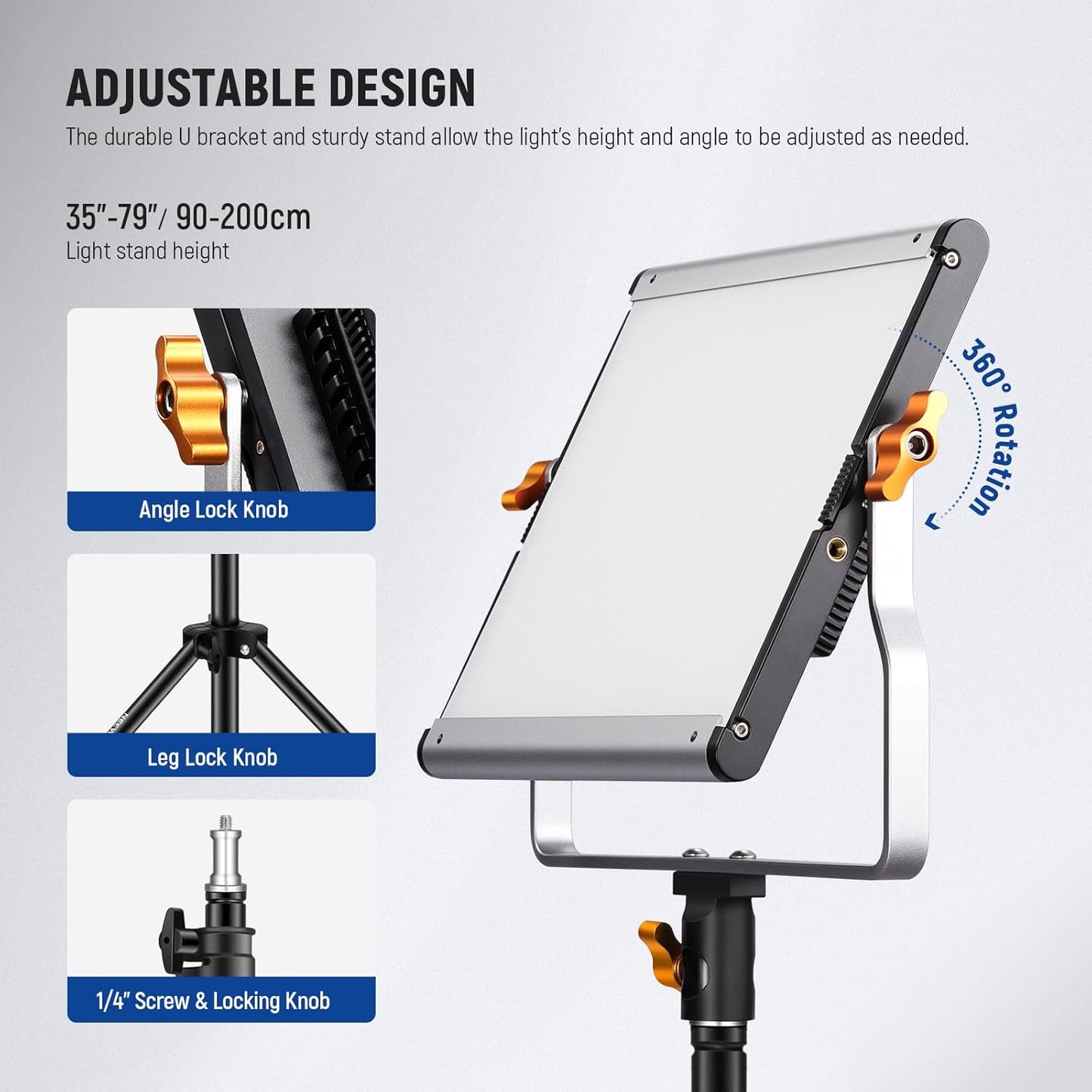 NEEWER 2 Pack Bi Color Dimmable 480 LED Video Light Kit, 28W 3200-5600K CRI96+ LED Panel with U Bracket 75" Tripod Stand Cleaning Cloth Bag, YouTube Recording Studio Photography Streaming Key Lighting
