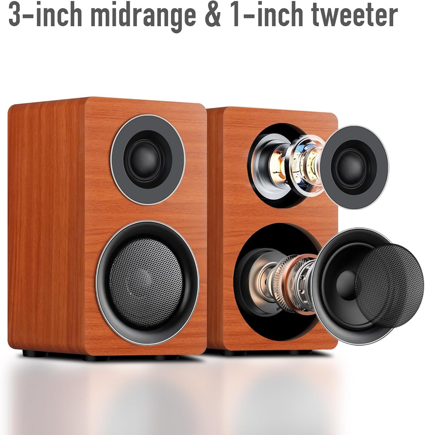 Computer Gaming Speaker System with Subwoofer, PC Desktop Monitor Surround Sound, Two Satellite with Midrange and Treble, Full Range Coverage, Support Optical/Coaxial/3.5 to RCA/Wireless Connection