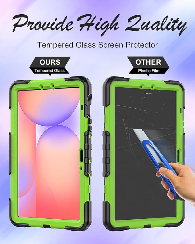 Case for Samsung Galaxy Tab S10 Lite/ S10 FE / S9 FE 10.9 Inch / S9 11'' 5G Protective with Screen Protector/Pen Holder/Hand Strap, Heavy Duty Shockproof Tablet Cover for S10 Lite, Green