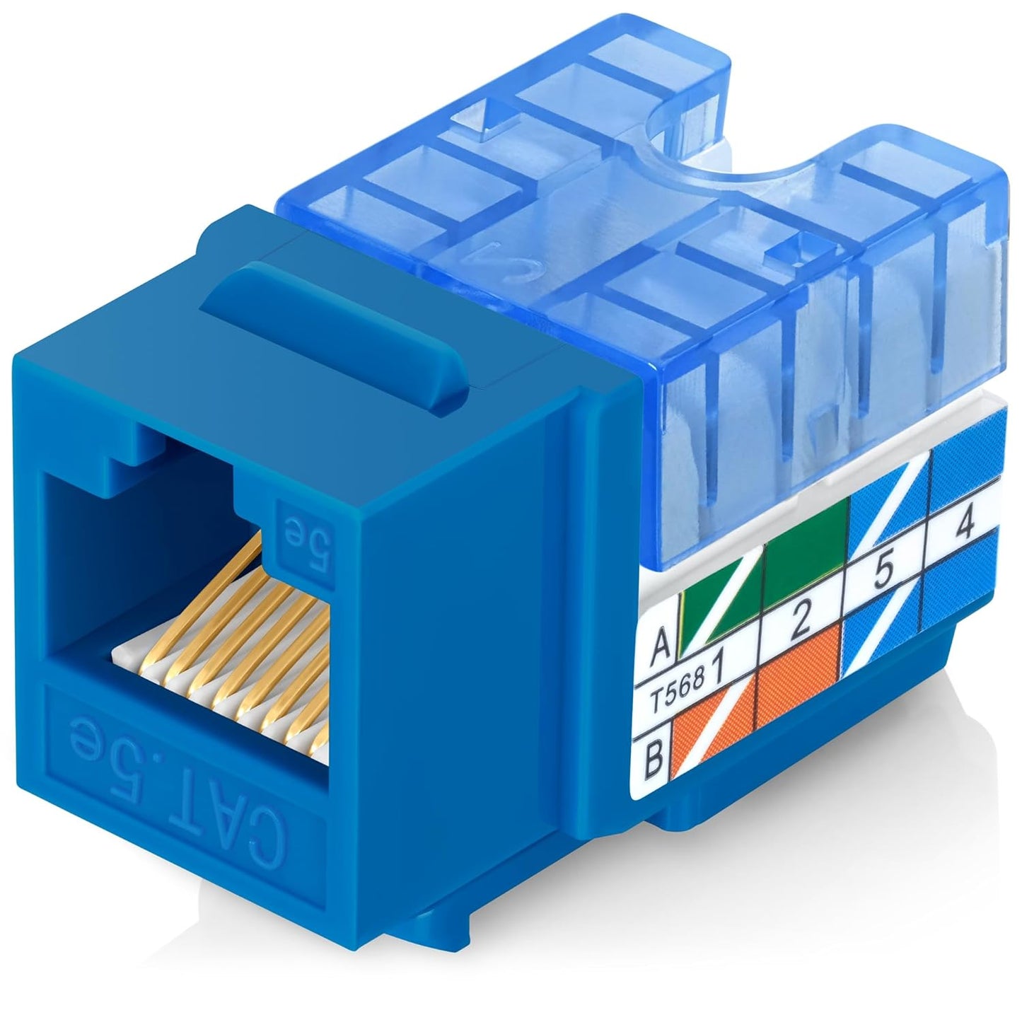Everest 90° Angled RJ45 Cat5e Keystone Jacks 10-Pack in Blue - Slim Profile Female RJ45 Connectors - Cat 5e Keystone Jack - Compatible with 90° Angled Speed Termination Tool - easyJACK (B094WB91H3)