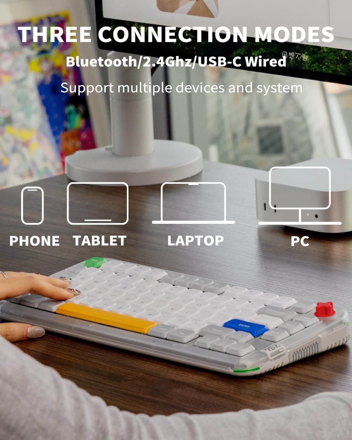 nuphy Kick75 Low Profile Keyboard with Volume Knob,75% Hot Swappable Custom Wireless Mechanical Keyboard,80 Keys RGB Backlit with PBT Keycaps,BT/2.4G/USB-C (Brown Nano Switch)