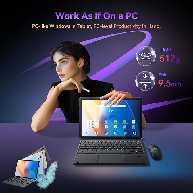 Blackview Android 15 Tablet with Gemini Ai, Android Tablet 11 inch with 24GB+256GB/2TB TF, 5G WiFi Tablets, Octa Core CPU, 8200mAh, 2K Incell Screen, 13MP+8MP Camaras/Face ID, Gray