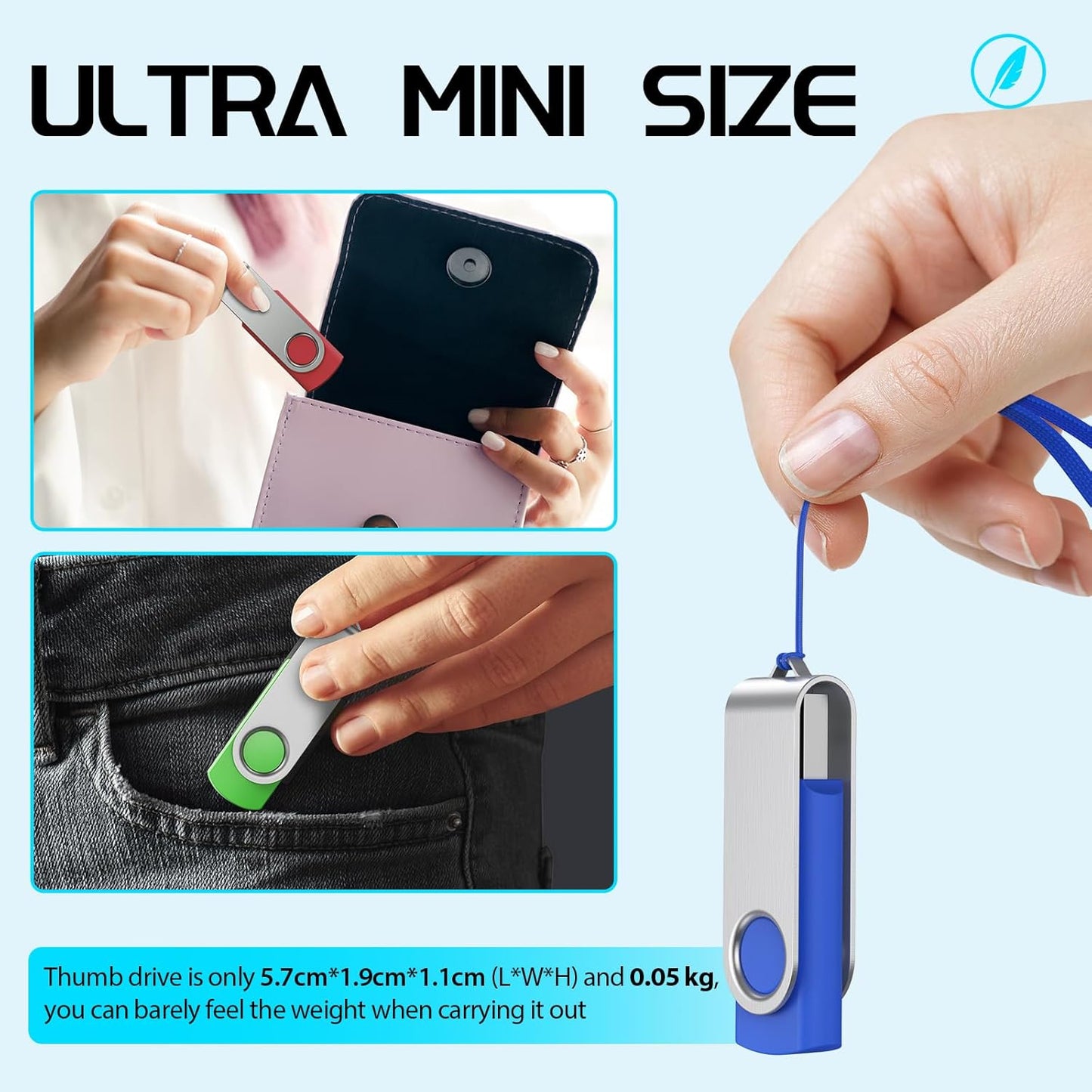 FEBNISCTE Thumb Drive 4GB 10 Pack USB Flash Drives Bulk, Swivel Jump Drive 4 GB Multi-Coloured Pen Drive USB 2.0 Memory Stick with Cords, Data Storage Pendrive 10 Color Assorted Zip Drives