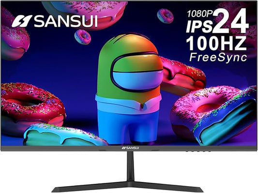 SANSUI Monitor 24 inch 100Hz IPS 1080P Computer Monitor HDMI VGA HDR Tilt Adjustable/VESA Compatible, for Game and Office (ES-24X3AL HDMI Cable Included)