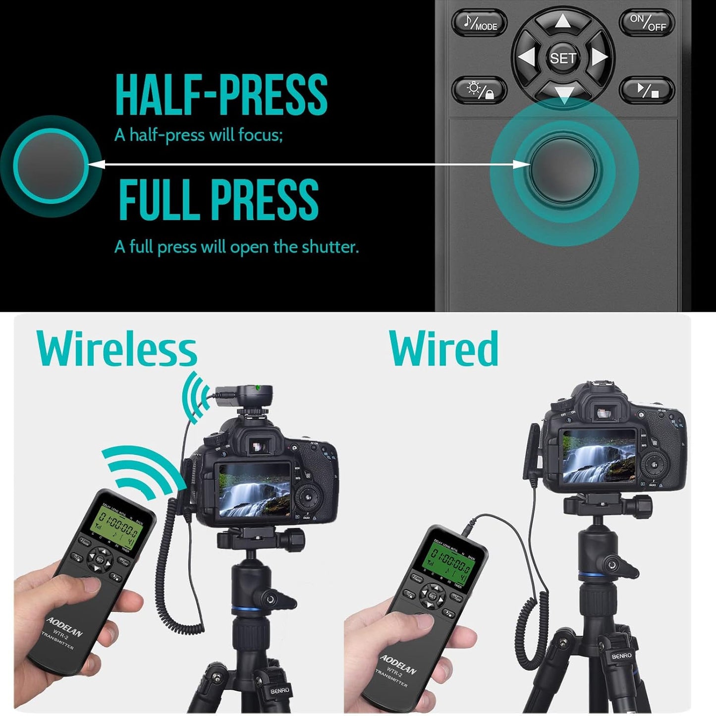 for Canon EOS Camera Wireless Shutter Remote - Intervalometer Timer Compatible with R6, 850D, 90D, 80D, 70D, R, Ra, RP; Replacement RS-60E3 Cable