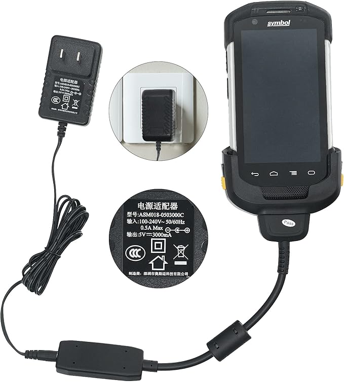 TC70 TC77 TC72 TC75 TC70X Scanner Charger Cable for Symbol Zebra PDA, Android Barcode Scanners Charger, Includes Power Supply(CHG-TC7X-CBL1-01)