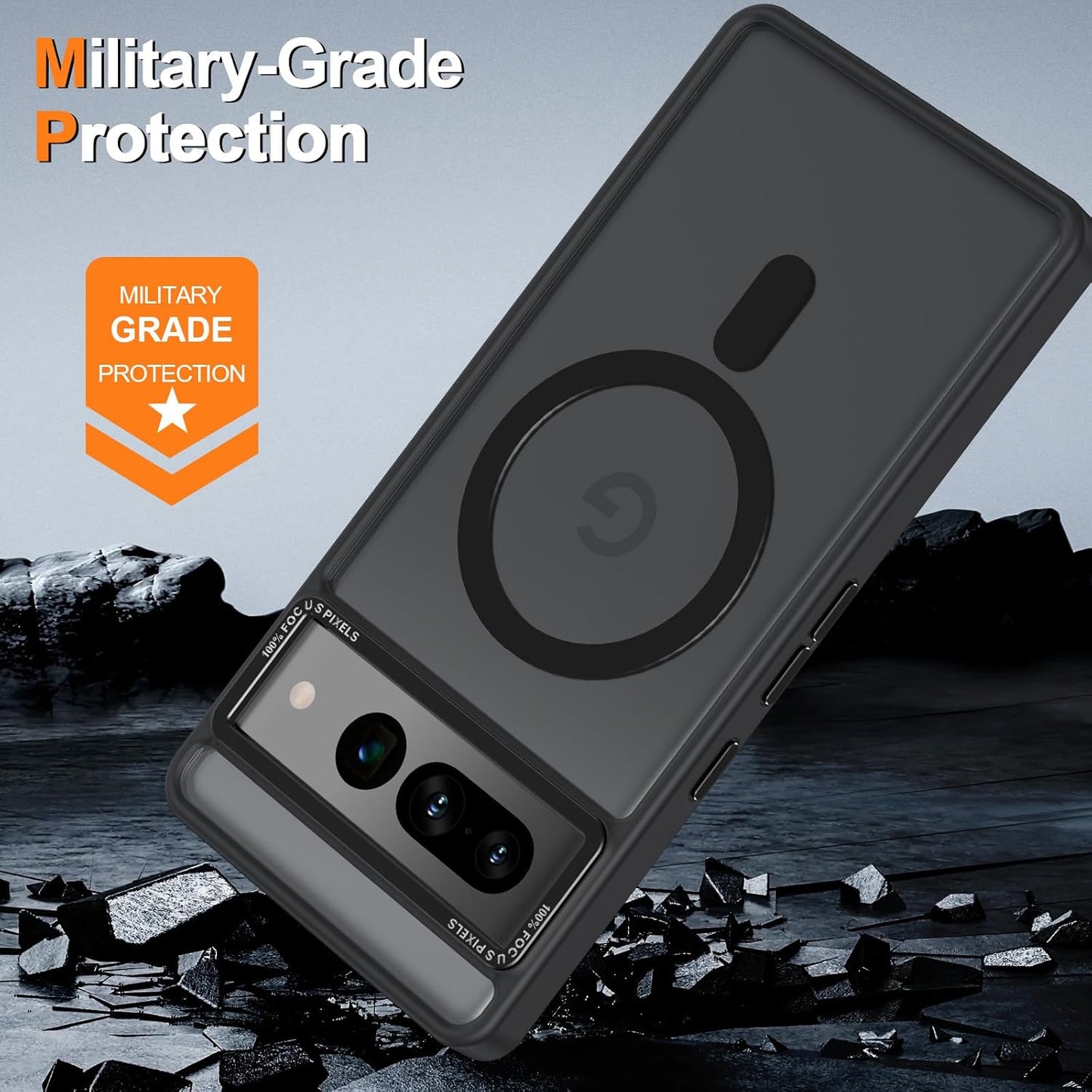 Magnetic for Google Pixel 7 Pro Case, [Military Grade Drop Protection] [Compatible with MagSafe] Shockproof Slim Translucent Matte Anti-Slip for Women Girls Men Case, Black