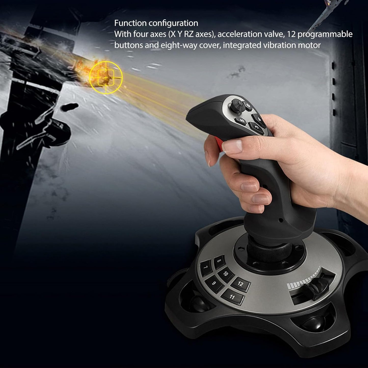 XUMIUZIY PC Flight Joystick Control, USB Wired Flight Stick with Vibration Function and Throttle Control, Universal Simulation Controller Joystick for PC Computer Laptop, 7/8/10/11