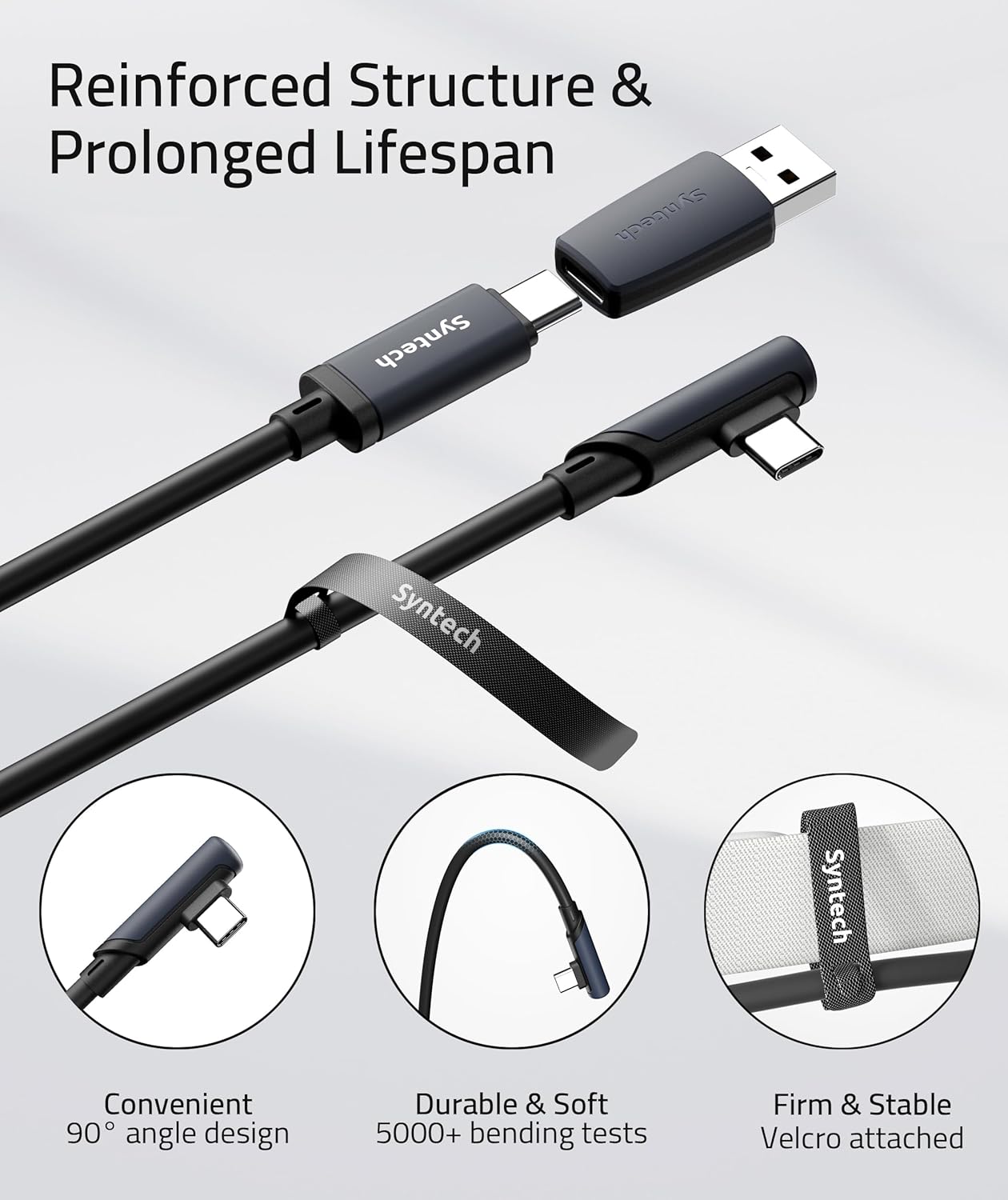 Syntech Link Cable 20FT Compatible with Oculus/Meta Quest 3/Quest 3S/Quest2/Pro/Pico 4 and PC/SteamVR, Upgraded Type C with USB 3.0 Adapter, High Speed Data Transfer Cord for VR Headset, Black