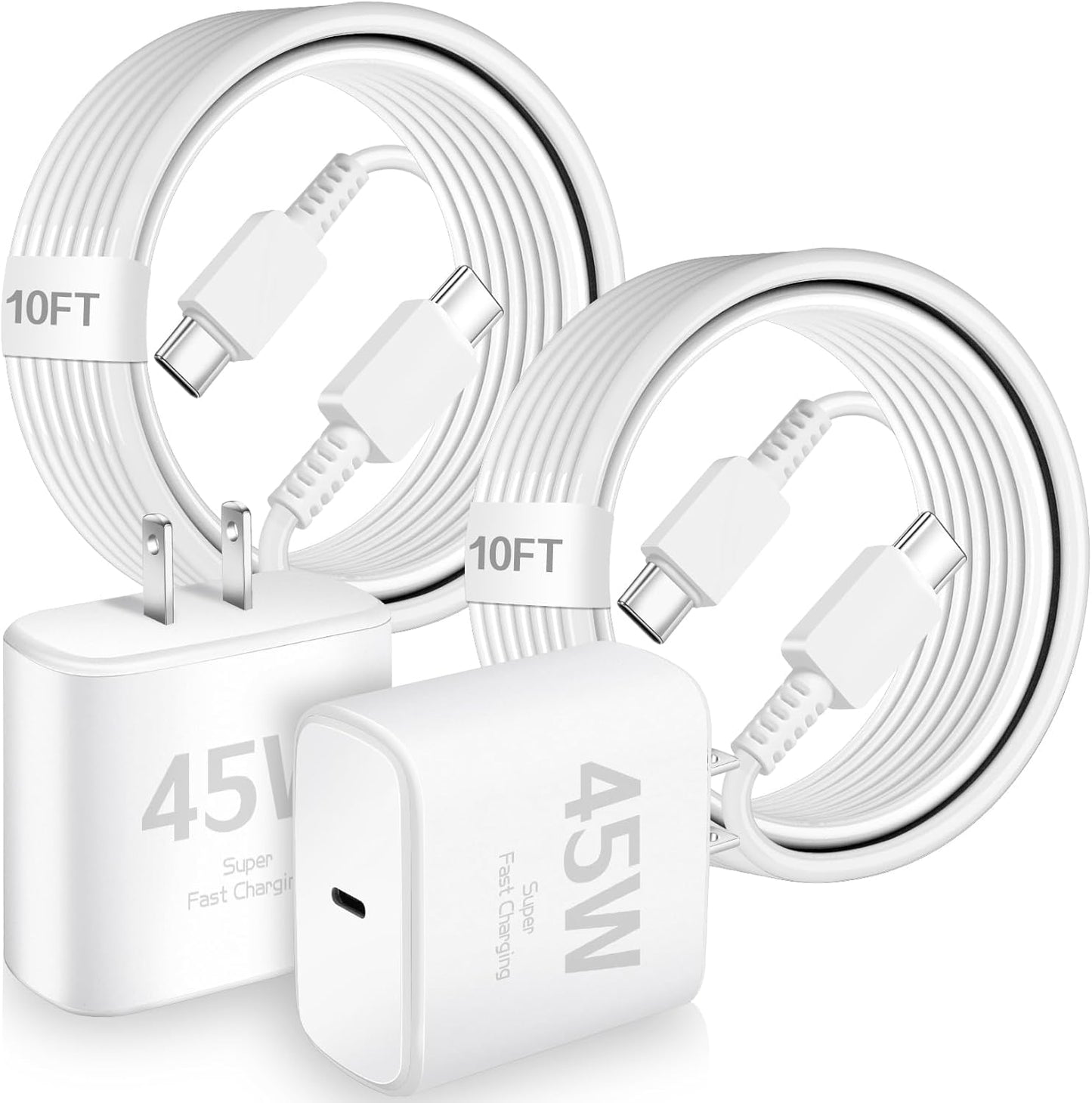 45W USB C Charger for Samsung Charger Fast Charging,Super Fast Android Phone Charger,2Pack Type C Chargers Block Long 10FT Type C Charging Cable for SamsungGalaxy S25 Ultra/S25/S24+/S23/S22+/S21/S20
