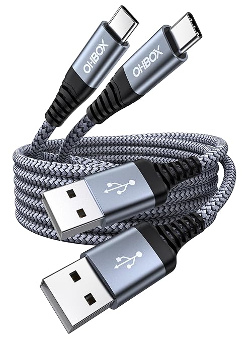 USB to USB C Cable 60W Fast Charging [2 Pack 6FT], USB A to USB C Cable for CarPlay, Durable Braided USB Type C iPhone Charger USBC Cord for iPhone 17/16/15/Pro Max/Plus, Samsung Galaxy S23 and More