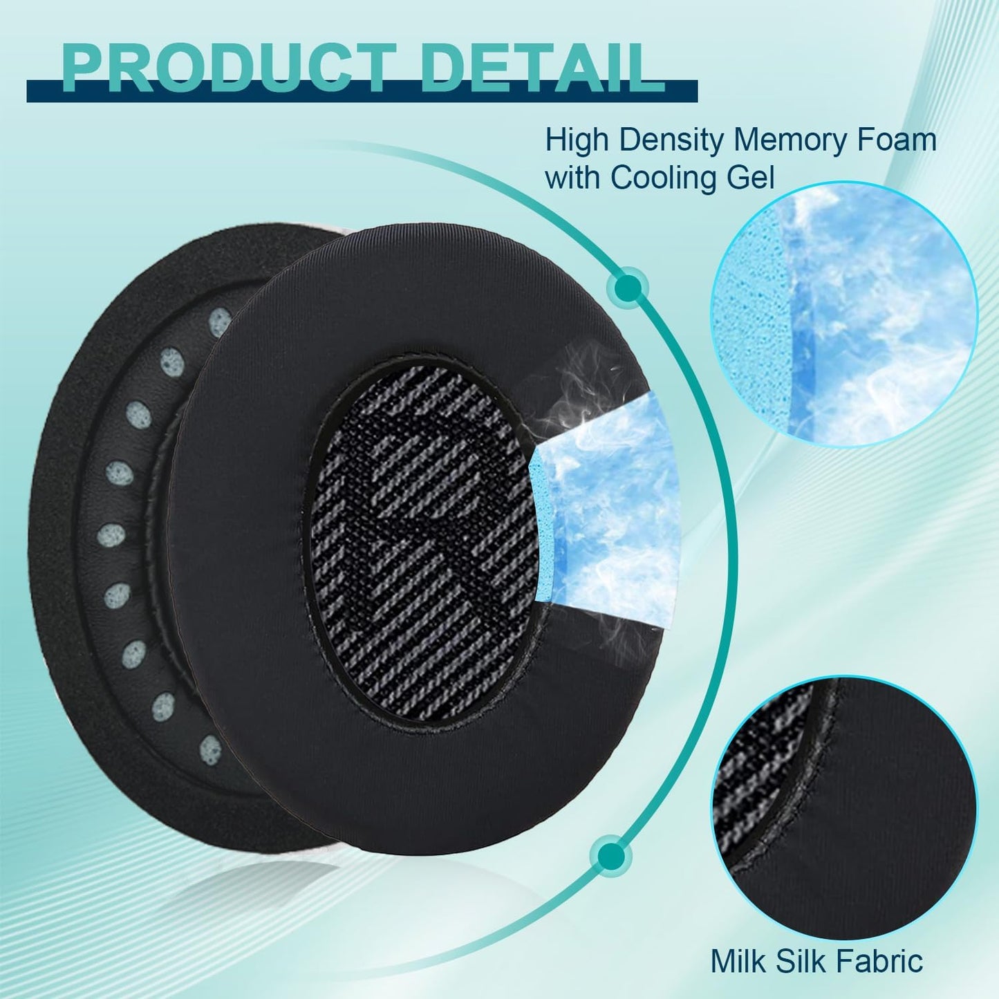 Replacement Earpads Cushions for Bose QuietComfort 35 & Quiet Comfort 35 II, Headphones Ear Covers Ear Pads for Bose QC35/QC35II/25/15/2 / Ae2 / Ae2i / Ae2W / Sound Link/True (Cooling Gel Black)