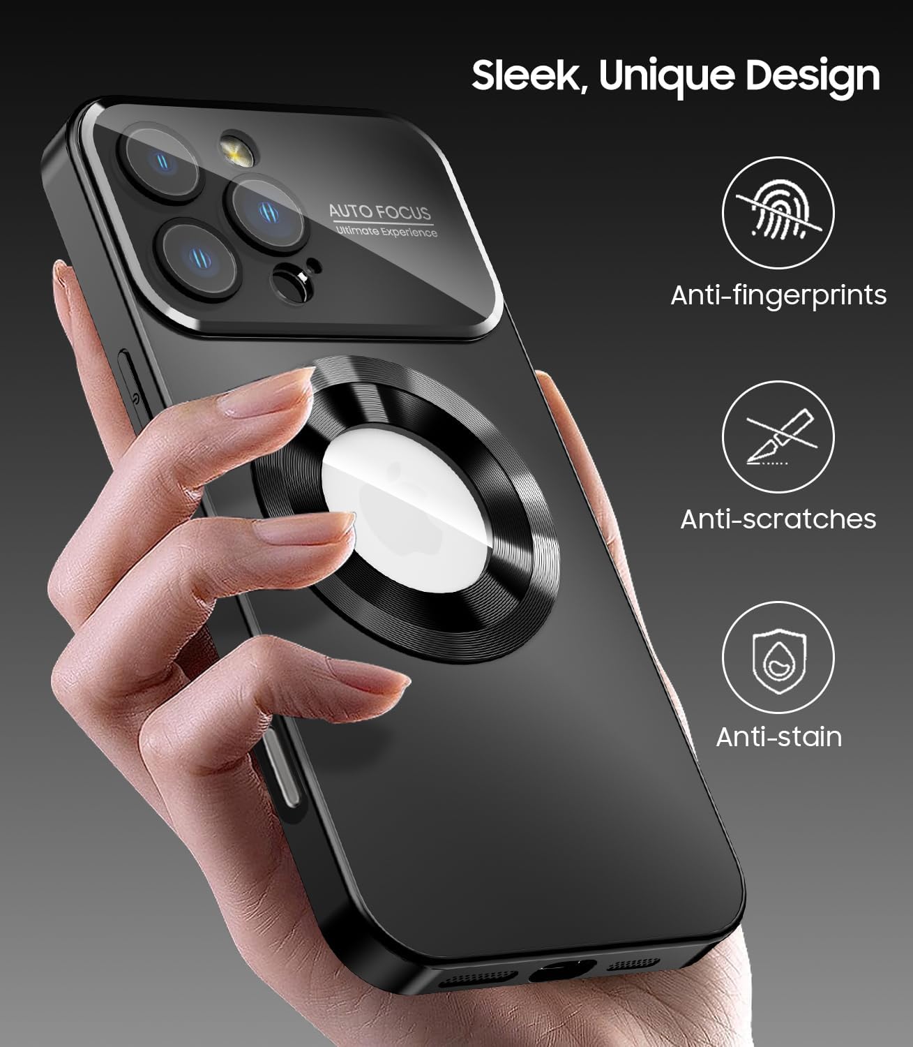 Magnetic for iPhone 16 Pro Max Case, Compatible with MagSafe, Built-in Camera Lens Protector, Logo View, Military Grade Drop Protection Phone Cover, Black