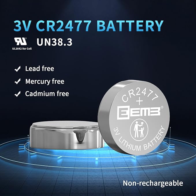 EEMB 10 Pack CR2477 Battery 3V Lithium Battery Button Coin Cell Batteries 2477 Battery DL2477, ECR2477 for Electronic Candle, Light, Remote Control, Key Fob, Alarm, Contact Sensor, Smart Devices