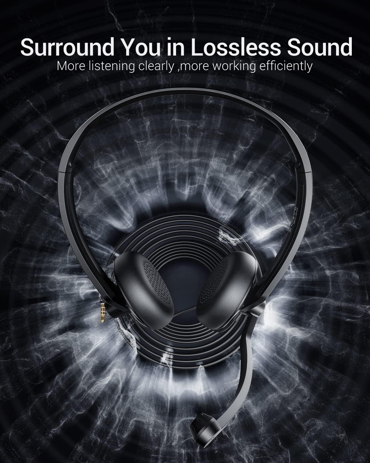 Wired Headphones with Microphone Headset - 3.5mm On-Ear Computer Headphones with Noise Cancelling Microphone for PC Laptop Home Office Online Class Skype Zoom Meetings Chat,Lightweight