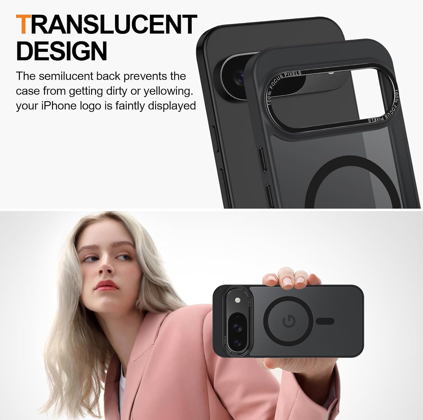 Magnetic for Google Pixel 10/Pixel 10 Pro Case, [Military Grade Drop Protection] [Compatible with MagSafe] Shockproof Slim Translucent Matte Anti-Slip for Women Girls Men Case, Black