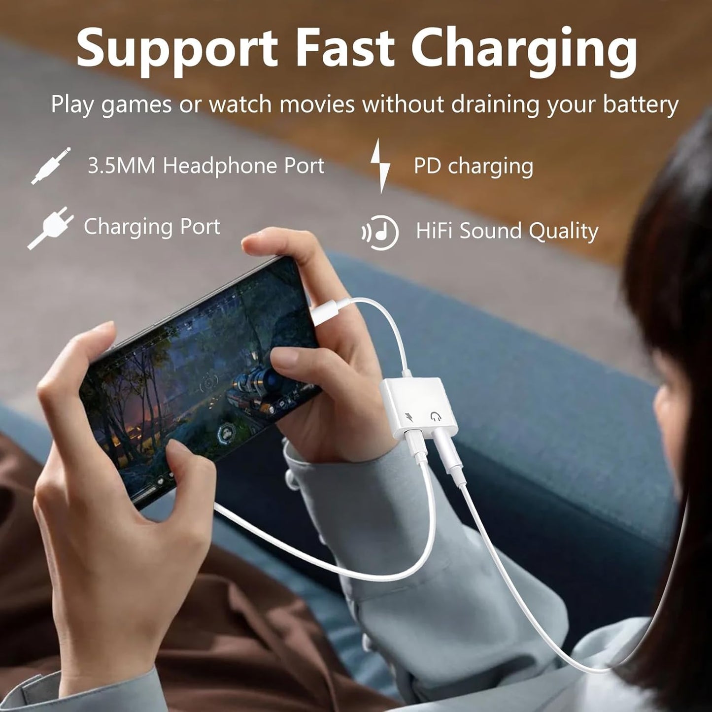 Seulliya USB C to 3.5mm Headphone Jack and Charger Adapter, 2-in-1 Audio & Fast Charging Splitter for Apple iPhone 17/16/15/Pro/Pro Max, iPad, Samsung, Pixel, and More 3Pack