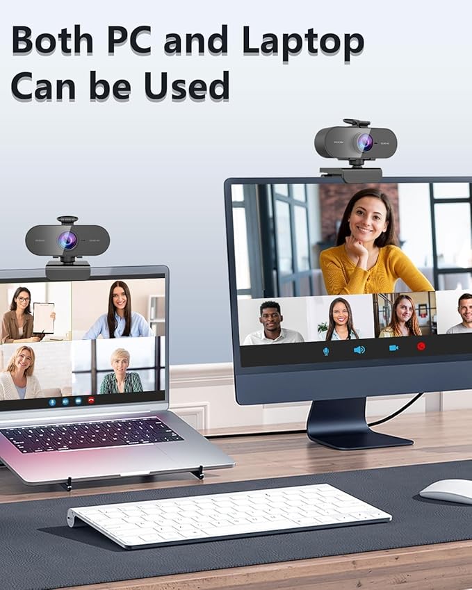 2K Webcam for pc with Microphone,Privacy Cover Slider Streaming Web cam for Mac Laptop,USB External Computer Camera for Desktop,Best Full Hd face cam for Video Conference,Gaming,Zoom,Teams