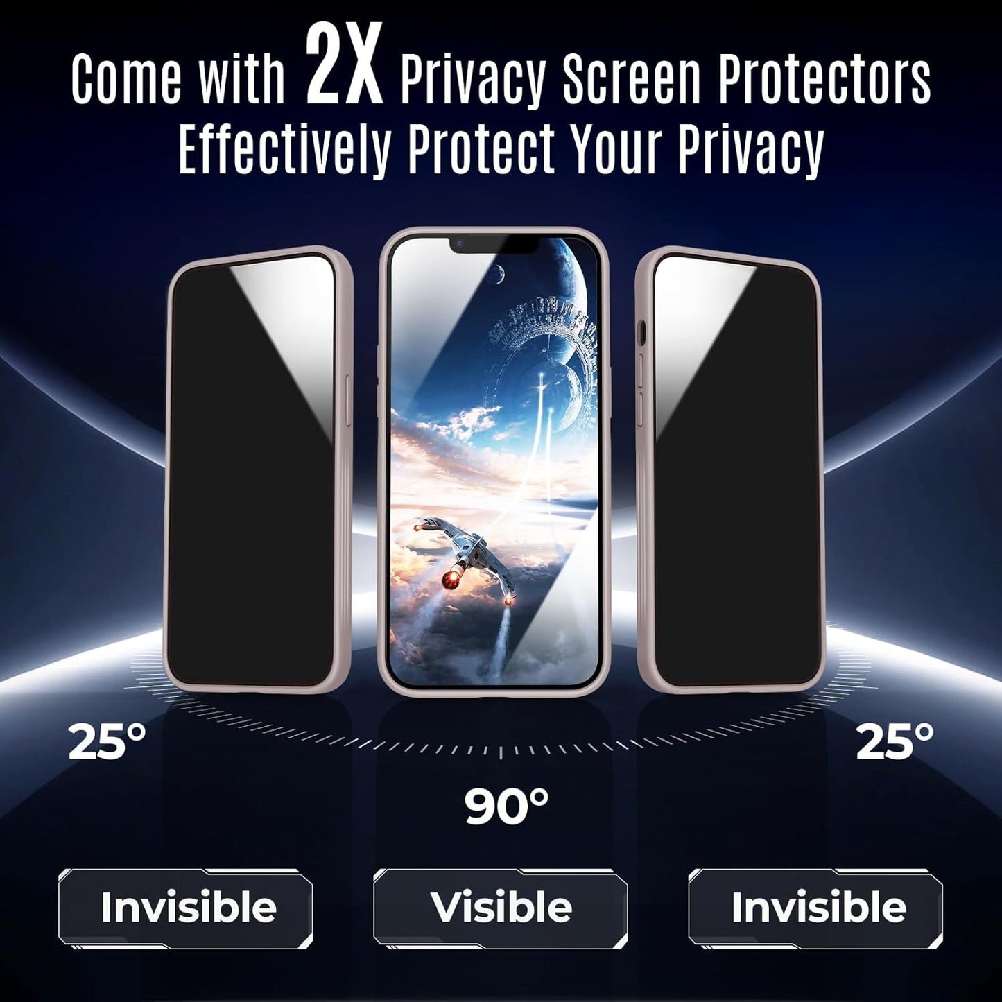Designed for iPhone 12 Pro Max Case, Compatible with MagSafe, with Privacy Screen Protectors X2, [Camera Protection] [15FT Drop Protection] Shockproof Phone Case, 6.7", Natural Titanium