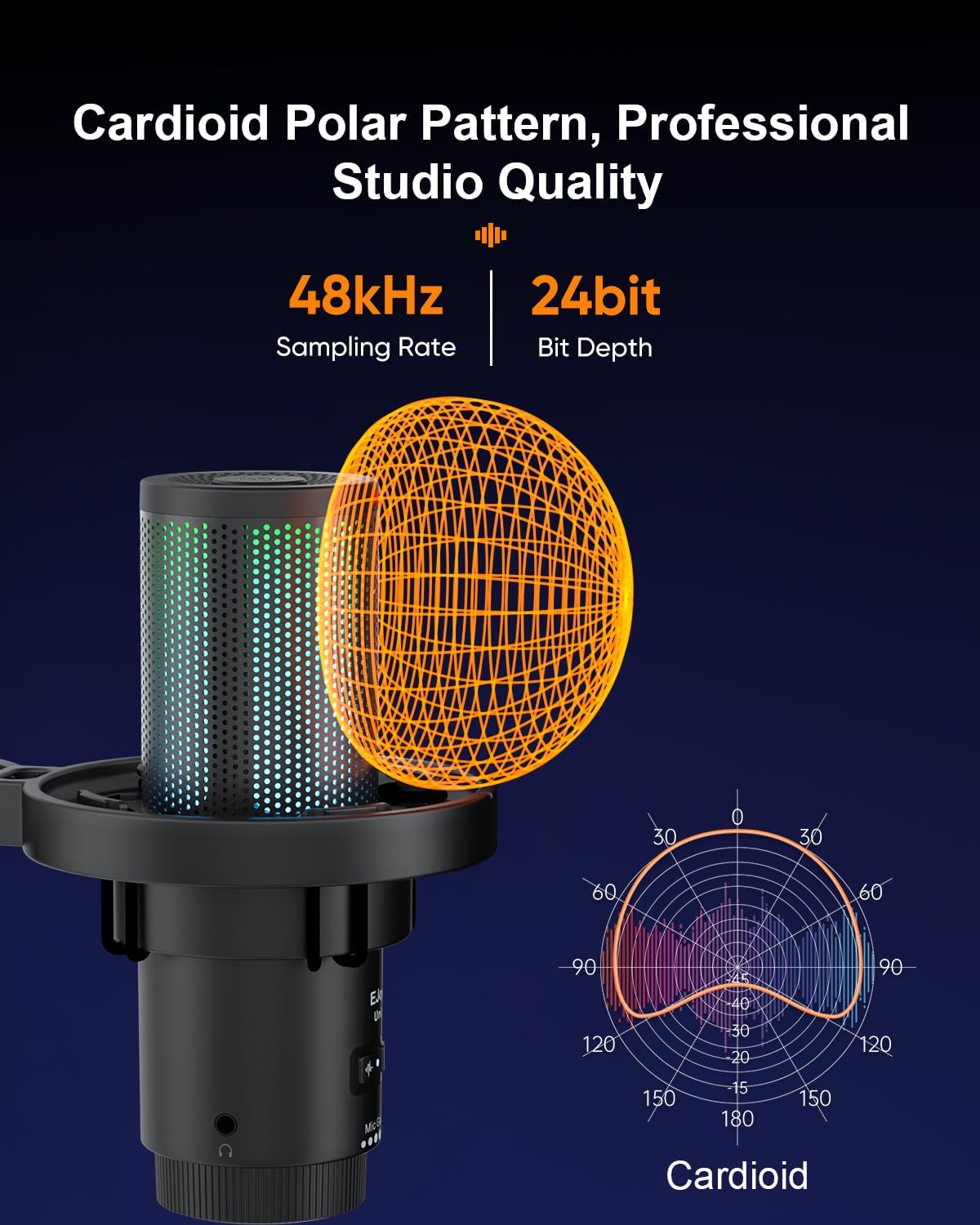 COMICA Ejoy Uni PRO(D) USB Wireless Gaming Microphone with Noise Cancellation, RGB Lights, Monitoring, Muting, Streaming Mic for Computer, PS5, PS4, Streaming, Podcast, Chat, Twitch, Discord