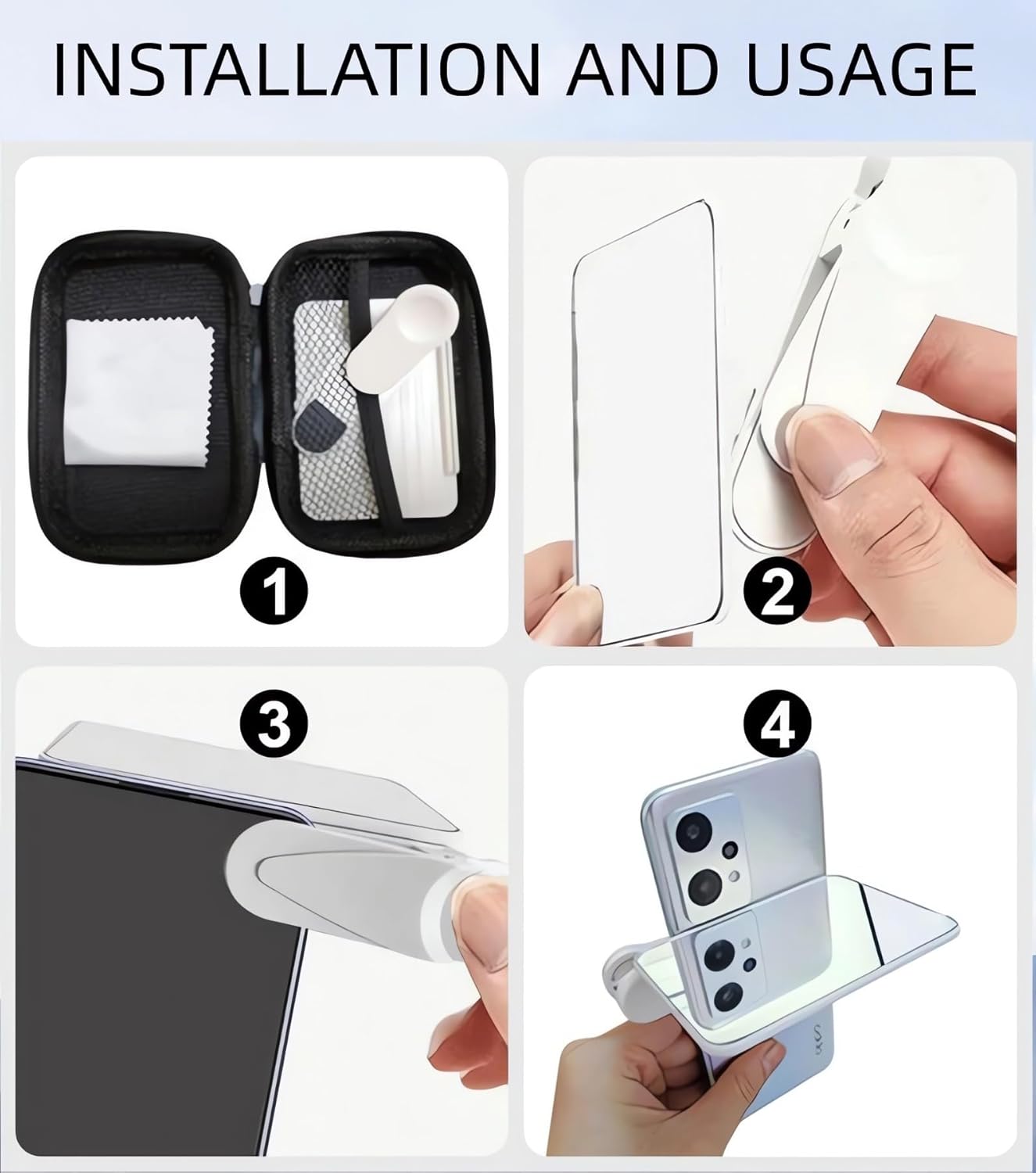 2024 Smartphone Camera Mirror Reflection Clip Kit - New Version: Adjustable Selfie Reflector, Mobile Phone Reflection Clip for All Phones (White+Black)